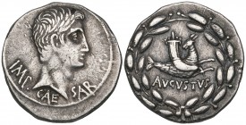 Augustus (27 BC-AD 14), cistophorus, Ephesus, 25-20 BC, IMP CAESAR, bare head right, rev., AVGVSTVS, Capricorn right bearing cornucopia on back; all w...