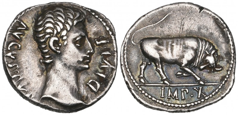 Augustus (27 BC-AD 14), denarius, Lyon, 15-13 BC, AVGVSTVS DIVI F, bare head rig...