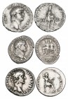 Tiberius (14-37), denarius, Lyon, laureate head right, rev., Livia as Pax seated right, 3.76g (RIC 30), obv. banker’s mark, almost very fine; Nero (54...