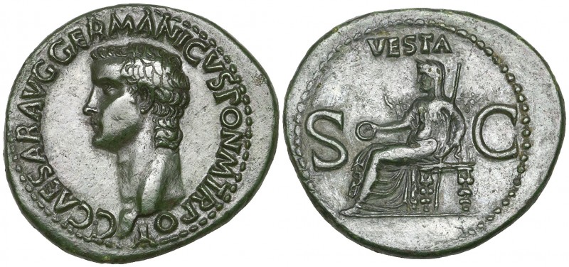 Caligula (37-41), as, Rome, 37-38, C CAESAR AVG GERMANICVS PON M TR POT, bare he...