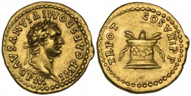 Domitian (81-96), aureus, Rome, 82, IMP CAES DOMITIANVS AVG P M, laureate head right, rev., TR POT COS VIII P P, garlanded altar, 7.29g (RIC 93; BMC 3...