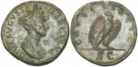 Ulpia Marciana (sister of Trajan), sestertius, Rome, c. 113-117, DIVA AVGVSTA MARCIANA, draped and diademed bust right, rev., CONSECRATIO S C, eagle s...