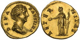 Faustina Senior, aureus, Rome, undated, DIVA FAVSTINA, draped bust right, rev., AETERNITAS, Fortuna standing left with patera and rudder, 7.30g (RIC 3...