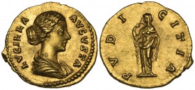 Lucilla, wife of Lucius Verus, aureus, Rome, undated, LVCILLA AVGVSTA, draped bust right, rev., PVDICITIA, Pudicitia, veiled, standing left, 7.15g (RI...