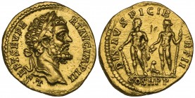 Septimius Severus (193-211), aureus, Rome, 194, L SEPT SEV PERT AVG IMP III, laureate head right, rev., DIS AVSPICIB TR P II COS II P P, Hercules on l...