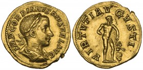 Gordian III (238-244), aureus, Rome, undated, IMP GORDIANVS PIVS FEL AVG, laureate, draped and cuirassed bust right, rev., VIRTVTI AVGVSTI, nude Hercu...