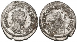Quietus (260-261), antoninianus, Samosata, IMP C FVL QVIETVS P F AVG, radiate bust right, rev., IOVI CONSERVATORI, Jupiter seated left, 3.84g (RIC 6; ...