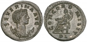 Severina (wife of Aurelian, 270-275), antoninianus, Lyon, SEVERINA AVG, bust right on crescent, rev., CONCORD MILIT, Concordia seated left; in ex., DL...