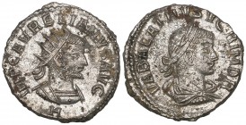 Aurelian with Vabalathus (270-275), antoninianus, Antioch, 8th officina, IMP C AVRELIANVS AVG, radiate bust of Aurelian right; H below, rev., VABALATH...