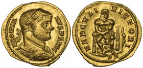 Maximian Hercules (286-305), aureus, Rome, 287, MAXIMIANVS P F AVG, laureate, draped and cuirassed bust right, seen from behind, rev., HERCVLI VICTORI...
