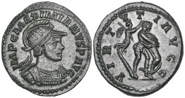 Maximian Hercules (286-305), antoninianus, Lyon, 287-289, IMP C MAXIMIAVS P AVG, helmeted military bust right, rev., VIRTVTI AVGG, Hercules killing th...