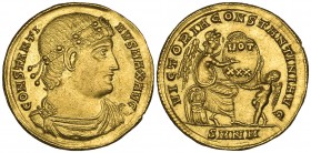 Constantine I, the Great (307-337), solidus, Nicomedia, 335, CONSTANTINVS MAX AVG, rosette diademed and draped bust right, rev., VICTORIA CONSTANTINI ...
