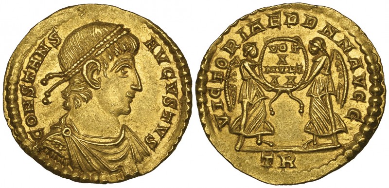 Constans (337-350), solidus, Trier, 345, CONSTANS AVGVSTVS, diademed, draped and...