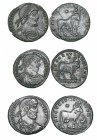 Julian II (360-363), double maiorina, Arles, 362-363, D N FL CL IVLIANVS P F AVG, diademed bust right, rev., SECVRITAS REIP, bull standing right; two ...