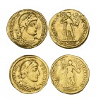 Valentinian I (364-375), solidus, Arles, 365, rev., emperor standing; in ex., KONSTAN, 4.26g (RIC 1b; Depeyrot 13/1), graffiti, crinkled, good fine; V...