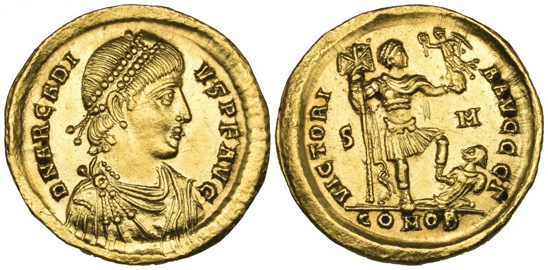 Arcadius (383-408), solidus, Sirmium, 402-408, D N ARCADIVS P F AVG, diademed, d...