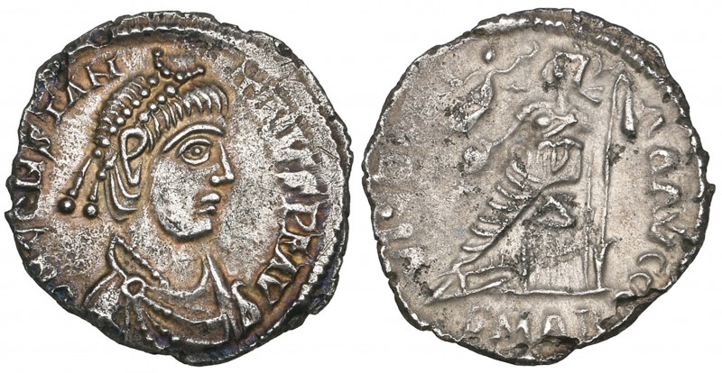 Constantine III (407-411), siliqua, Arles, D N CONSTANTINVS P F AVG, diademed bu...
