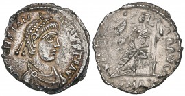 Constantine III (407-411), siliqua, Arles, D N CONSTANTINVS P F AVG, diademed bust right, rev., VI[CTORI]A AVGGG, Roma seated left; in ex., SMAR, 1.58...