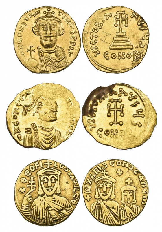 Constans II (641-668), solidus, Constantinople, facing bust, rev., cross on step...