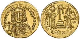 Constantine IV (668-685), solidus, Constantinople, 668-669, d N CONSTATINUS C CON’, young facing bust holding globus cruciger, rev., VICTORIA AVGU Θ f...
