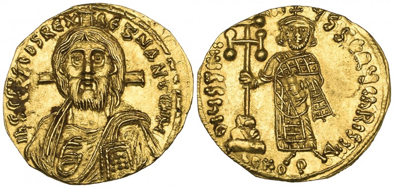 Justinian II, 1st reign (685-695), solidus, Constantinople, bust of Christ facin...