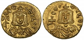 Theophilus (829-8420, solidus, Syracuse, facing bust holding cross potent, rev., facing bust holding globus cruciger, 3.79g (DO 24; S. 1670), extremel...