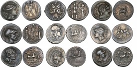 Roman Republic, denarii (9), comprising M. Papirius Carbo (Cr. 276/1), M. Tullius (Cr. 280/1), M. Furius Philus (Cr. 281/1), L. Porcius Licinius, Lici...