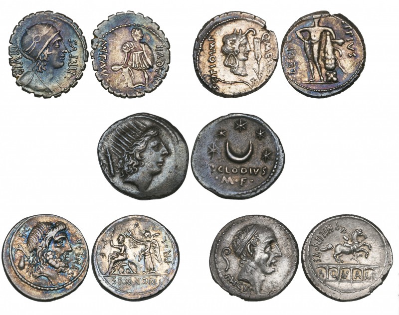 Roman Repbublic, denarii (5), comprising Mn. Aquillius Mn. f. Mn. n. (Cr. 401/1)...