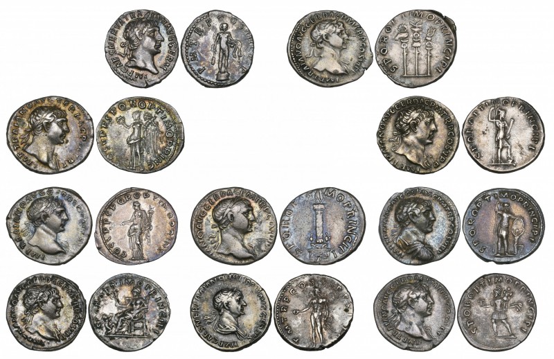 Trajan (98-117), denarii (10), Rome, reverse types comprising Genius standing le...