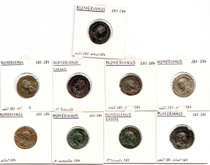 Numerianus (283-284), specialist group of antoniniani (9), Lyon mint, comprising...