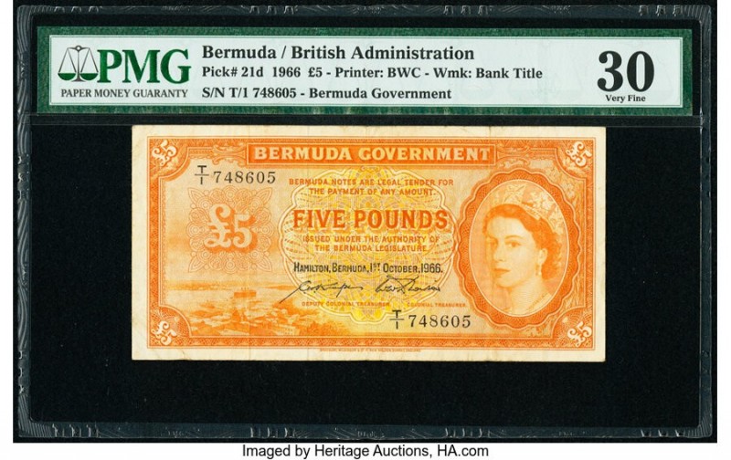 Bermuda Bermuda Government 5 Pounds 1.10.1966 Pick 21d PMG Very Fine 30. 

HID09...
