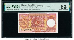 Bhutan Royal Government 5 Ngultrum ND (1974) Pick 2 PMG Choice Uncirculated 63. Minor foreign substance and staple holes at issue. 

HID09801242017

©...