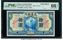 China Frontier Bank 10 Yüan 1925 Pick S2572s S/M#P42-64 Specimen PMG Gem Uncirculated 66 EPQ. Cancelled with 2 punch punch holes. 

HID09801242017

© ...