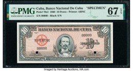 Cuba Banco Nacional de Cuba 10 Pesos 1960 Pick 79s2 Specimen PMG Superb Gem Unc 67 EPQ. Black Specimen overprint; two POCs.

HID09801242017

© 2020 He...