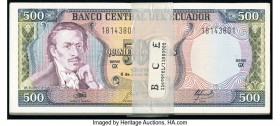 Ecuador Banco Central del Ecuador 500 Sucres 8.6.1988 Pick 124A Pack of 100 Examples Crisp Uncirculated. The upper and lower notes have some slight si...
