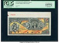 Ecuador Banco Comercial y Agricola 5 Sucres 1907-25 Pick S127s Specimen PCGS Very Choice New 64PPQ. Cancelled with 4 punch holes. 

HID09801242017

© ...