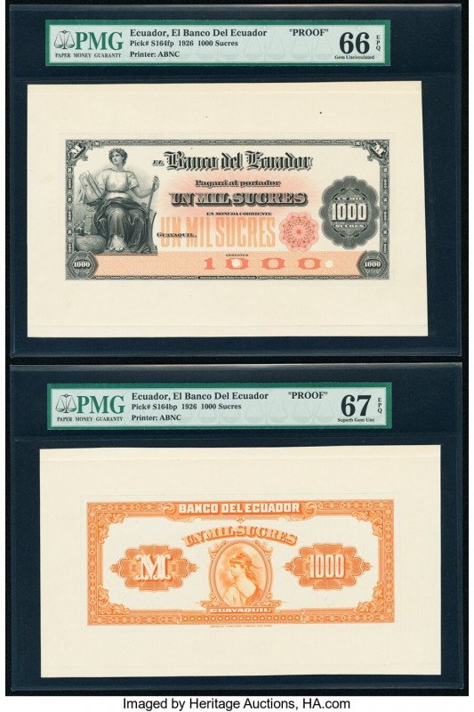 Ecuador Banco del Ecuador 1000 Sucres 1926 Pick S164fp; S164bp Front and Back Pr...