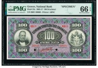 Greece National Bank of Greece 100 Drachmai 1905-17 Pick 53s Specimen PMG Gem Uncirculated 66 EPQ. Cancelled with 2 punch holes. 

HID09801242017

© 2...