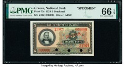 Greece National Bank of Greece 5 Drachmai 1923 Pick 73s Specimen PMG Gem Uncirculated 66 EPQ. Cancelled with 3 punch holes. 

HID09801242017

© 2020 H...