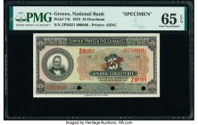 Greece National Bank of Greece 25 Drachmai 1923 Pick 74s Specimen PMG Gem Uncirculated 65 EPQ. Cancelled with 3 punch holes.

HID09801242017

© 2020 H...