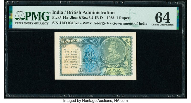 India Government of India 1 Rupee 1935 Pick 14a Jhun3.2.1B-D PMG Choice Uncircul...