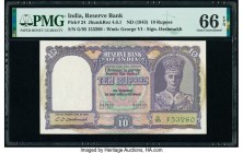 India Reserve Bank of India 10 Rupees ND (1943) Pick 24 Jhun4.6.1 PMG Gem Uncirculated 66 EPQ. Staple holes at issue. 

HID09801242017

© 2020 Heritag...