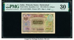 India Princely States, Hyderabad 1 Rupee ND (1946-47) Pick S272c Jhunjhunwalla-Razack 7.3.3 PMG Very Fine 30. Staple holes at issue and internal tear....