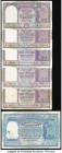 India Reserve Bank of India Group Lot of 6 Examples Fine-Crisp Uncirculated. 10 Rupees (4) Crisp Uncirculated with staple holes; 10 Rupee (1) Fine wit...