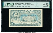 Indonesia Bank Indonesia 5 Rupiah 1952 Pick 42 PMG Gem Uncirculated 66 EPQ. 

HID09801242017

© 2020 Heritage Auctions | All Rights Reserve