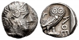 Arabia. Saba´. Dracma. 350-250 a.C. Incierta. Imitando a Atenas. (Van Alfen in CCK-Group SII). (CaF-1.1i). Anv.: Cabeza de Atenea a la derecha, en la ...