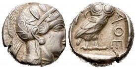 Attica. Atenas. Tetradracma. 440-404 a.C. (Gc-2526). (Sng Cop-31). Anv.: Cabeza de Atenea con casco a derecha. Rev.: Lechuza a derecha, mirando de fre...