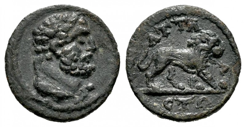 Lidia. Attaleia. Dichalkon. 98-235 a.C. (Bmc-15 var). Anv.: Busto de Herakles a ...