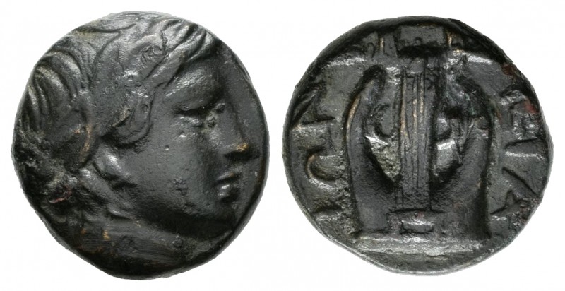 Macedonia. Olynthos. Dióbolo. 432-348 a.C. (Gc-1426). (Sng Ans-552). Anv.: Cabez...