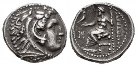 Imperio Macedonio. Alejandro III Magno. Dracma. 336-323 a.C. Miletos. (Price-2090). Anv.: Cabeza de Heracles a derecha recubierta con piel de león. Re...